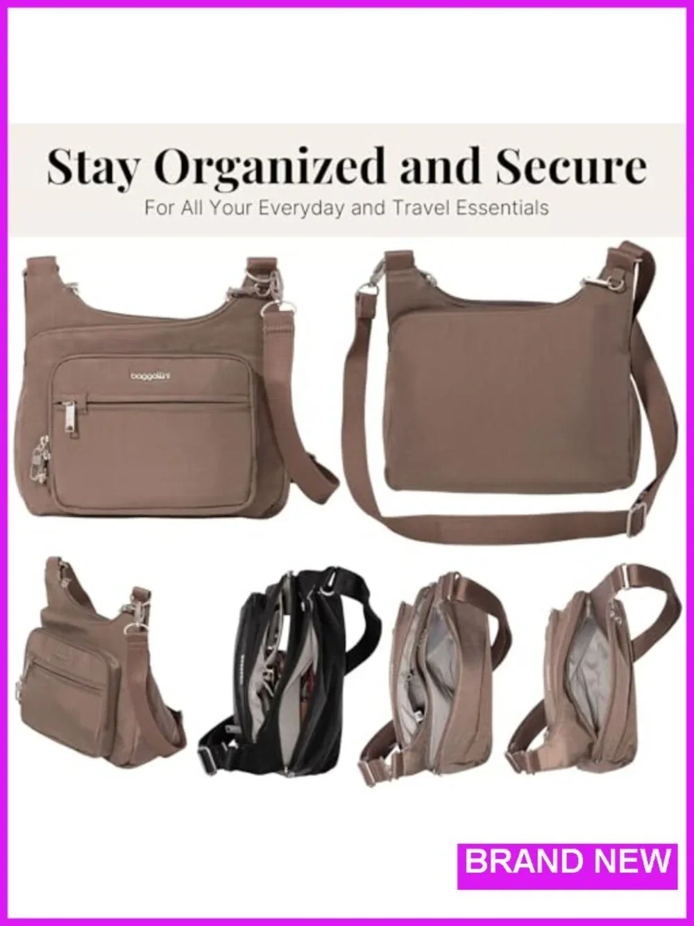 Anti-Theft Crossbody Bag RFID Blocking Nylon Travel Purse